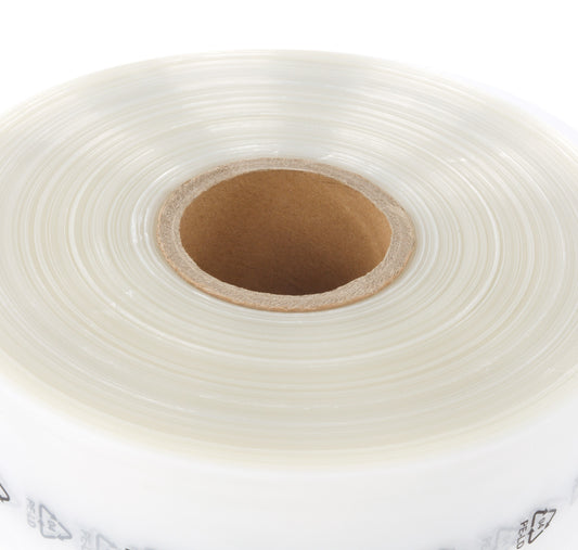 Filme tubular 50 µm — Vista detalhada do material e da espessura do filme em corte