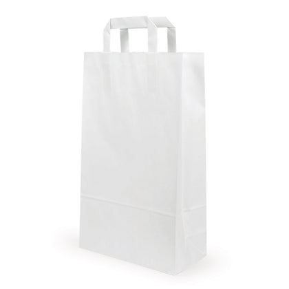 Saco de papel com asas branco — Vista principal, diretamente do fabricante Elke Plastic
